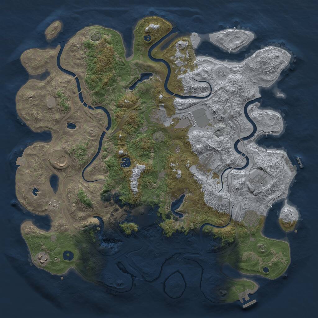 Rust Map: Procedural Map, Size: 4500, Seed: 50982, 16 Monuments