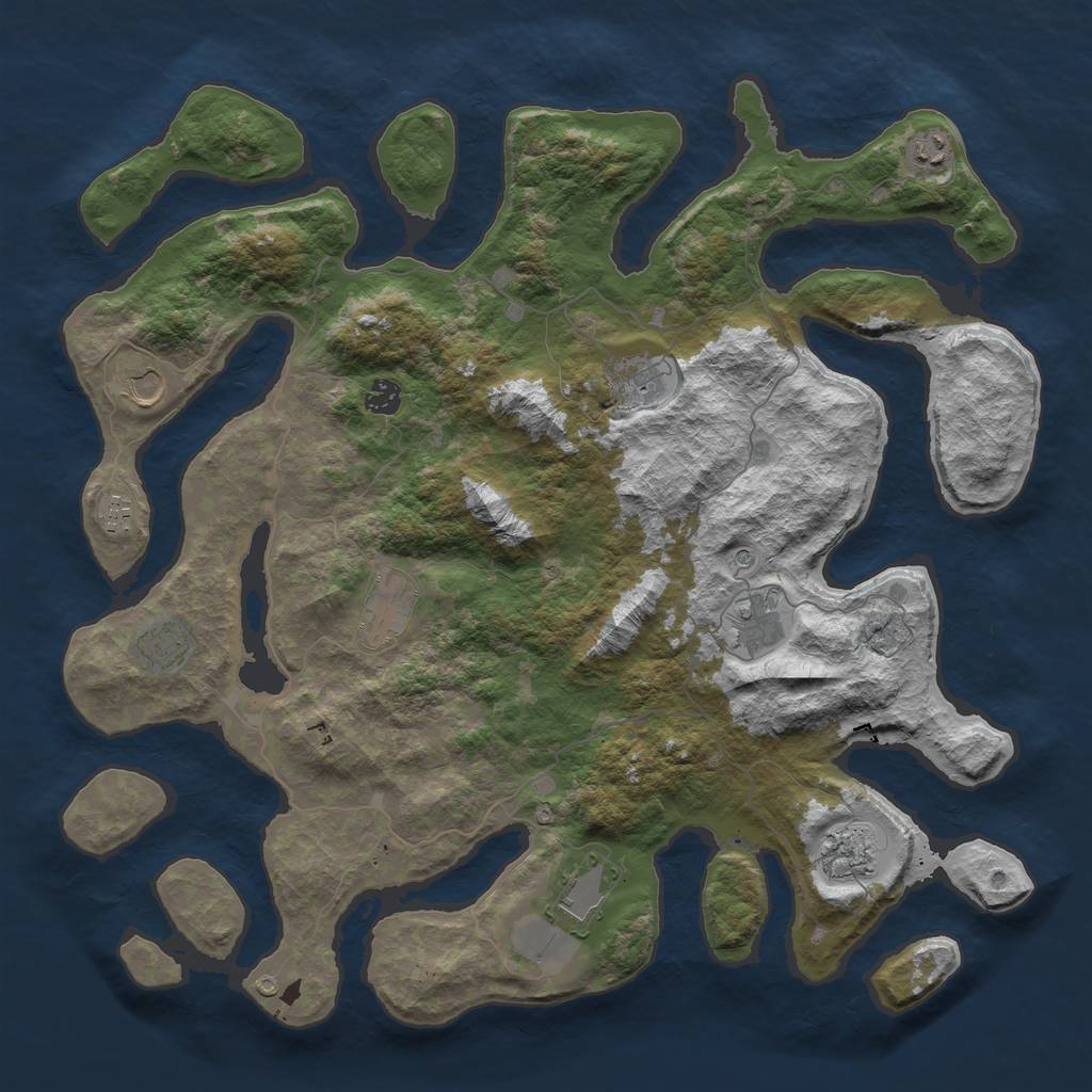Rust Map: Barren, Size: 4500, Seed: 3349225, 13 Monuments