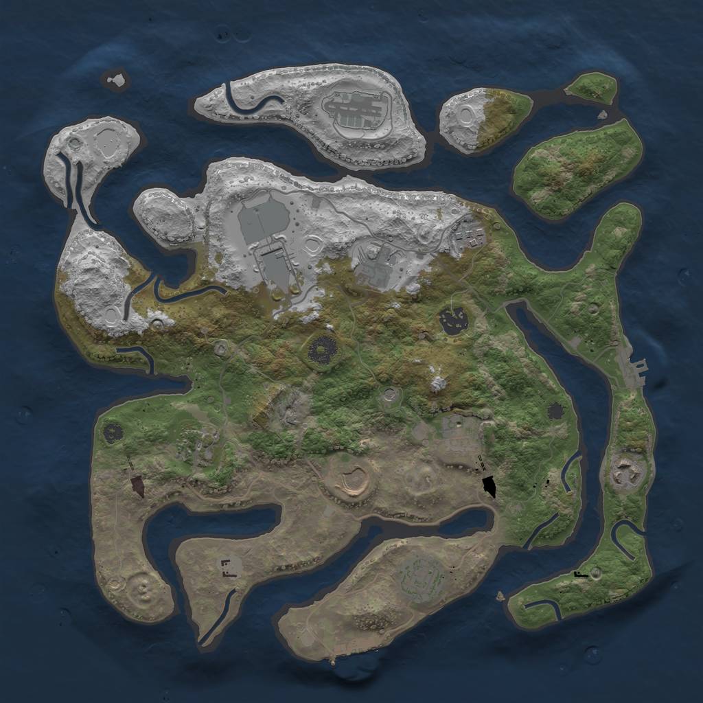 Rust Map: Procedural Map, Size: 3700, Seed: 3492591, 18 Monuments
