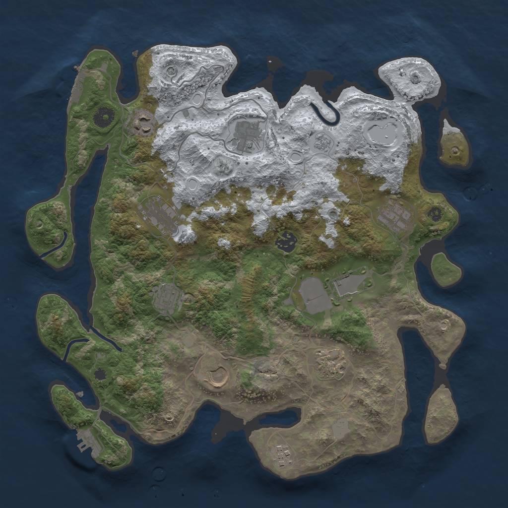 Rust Map: Procedural Map, Size: 3700, Seed: 158015, 19 Monuments