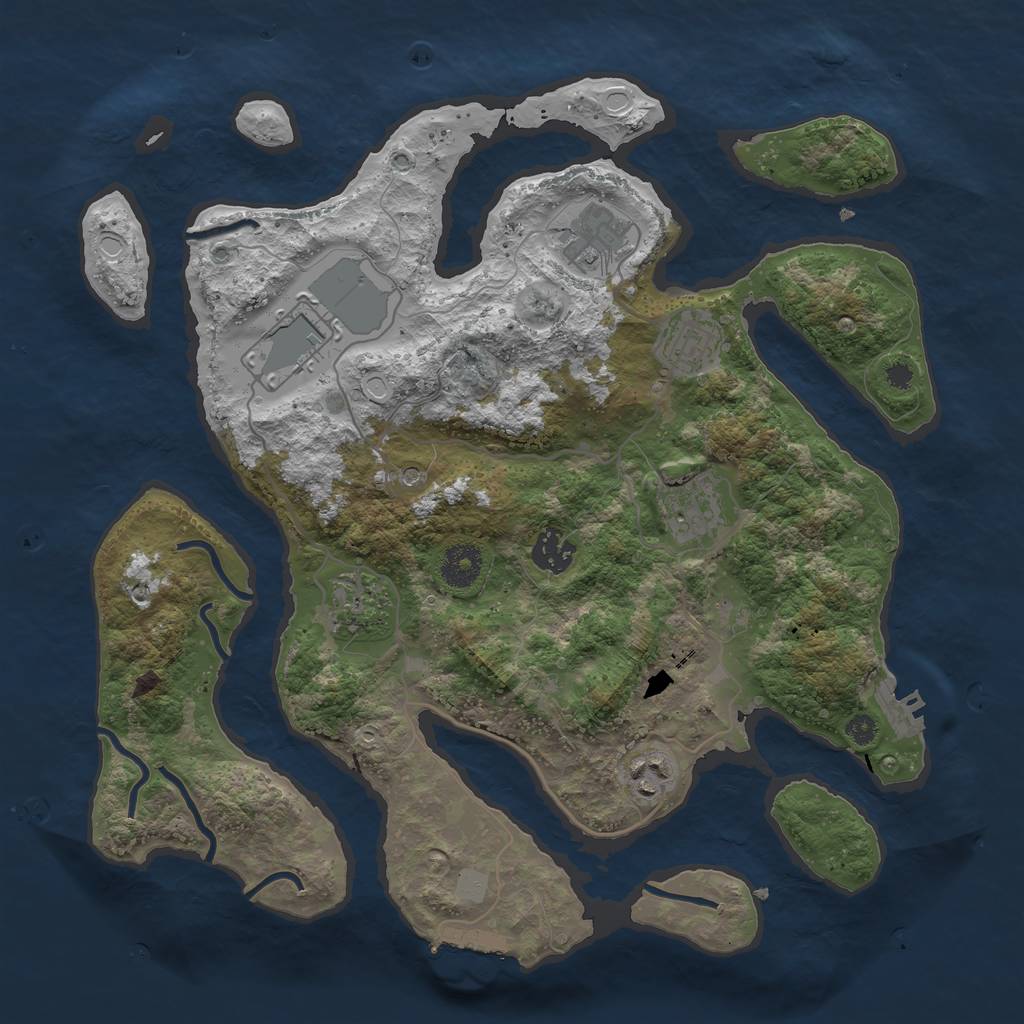 Rust Map: Procedural Map, Size: 3550, Seed: 860504, 15 Monuments