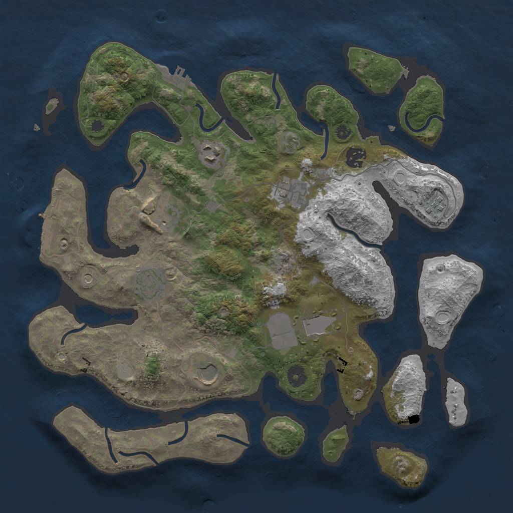 Rust Map: Procedural Map, Size: 3700, Seed: 181101, 16 Monuments