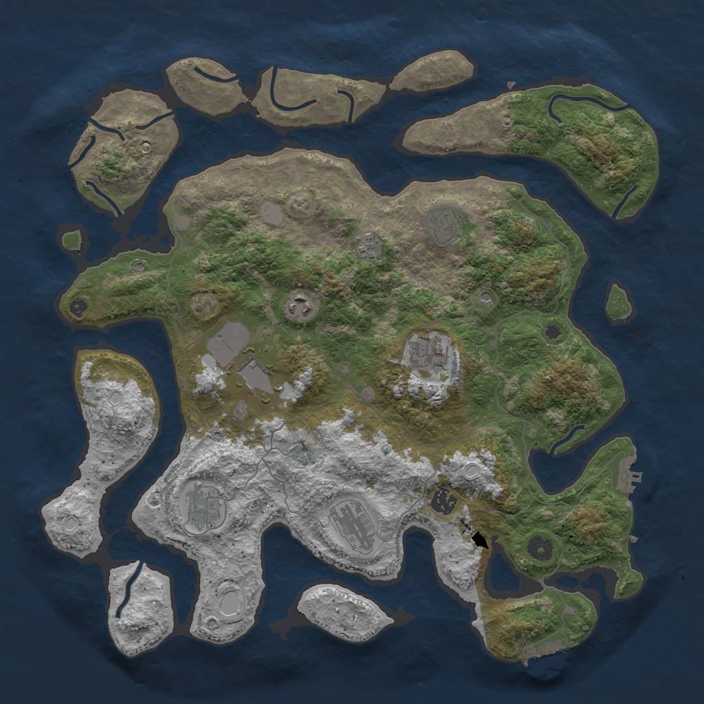 Rust Map: Procedural Map, Size: 4200, Seed: 7, 16 Monuments