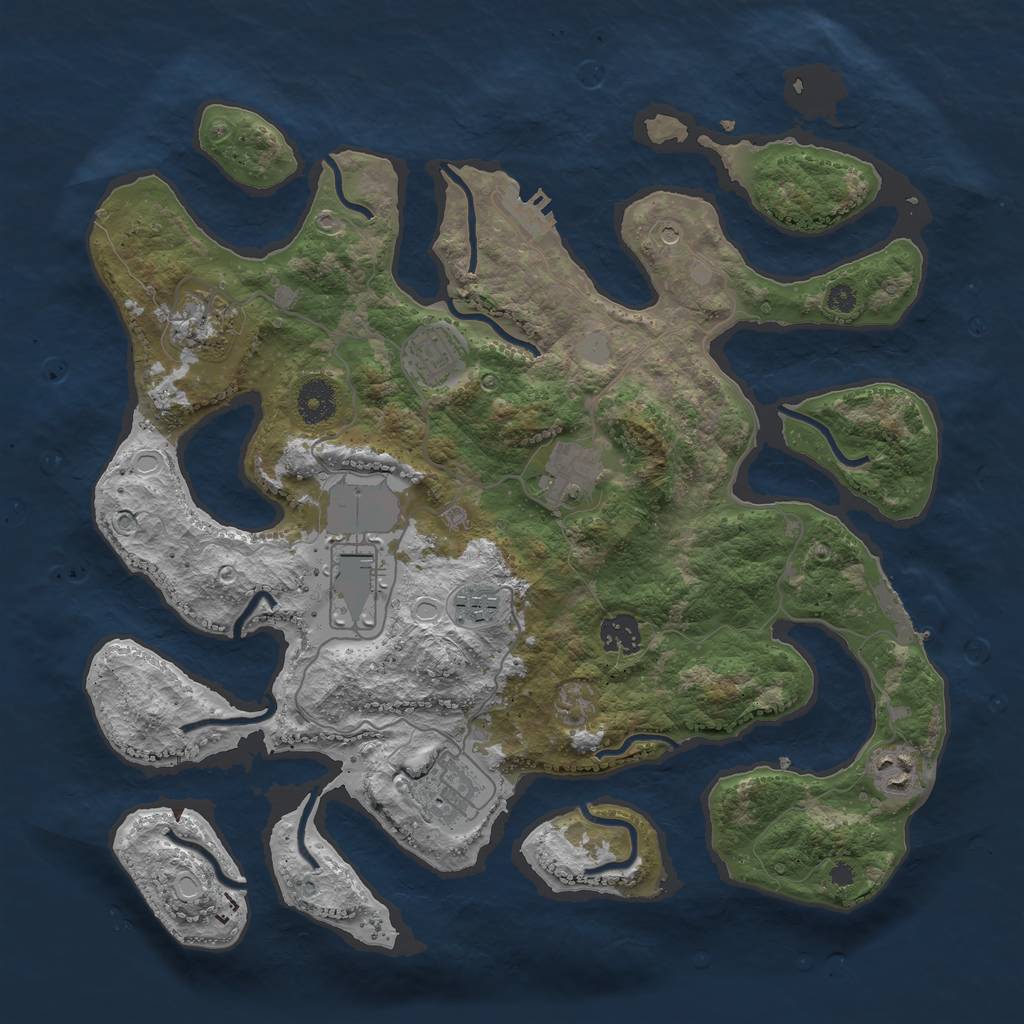 Rust Map: Procedural Map, Size: 3700, Seed: 1124050, 16 Monuments