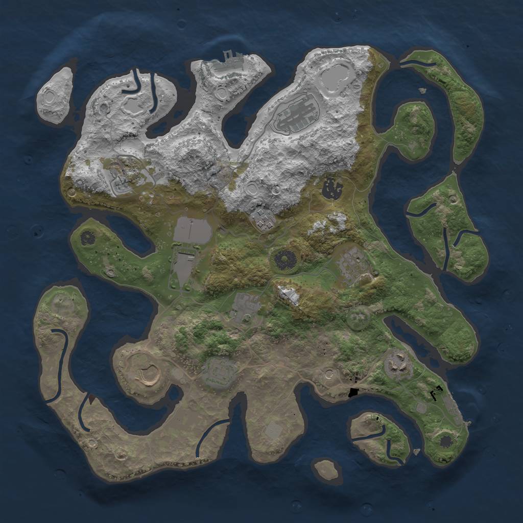 Rust Map: Procedural Map, Size: 3700, Seed: 1675791, 18 Monuments