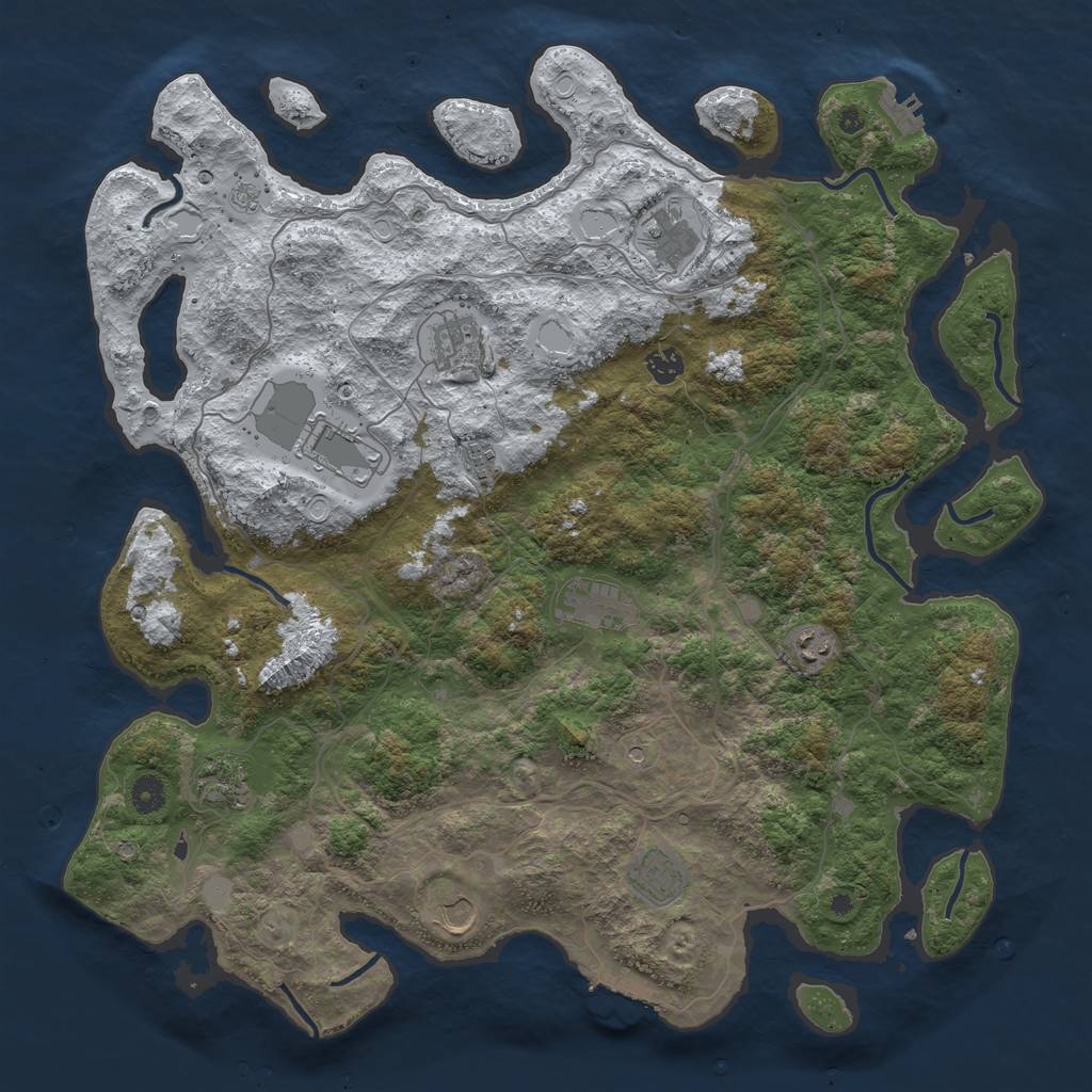 Rust Map: Procedural Map, Size: 4500, Seed: 3341809, 19 Monuments