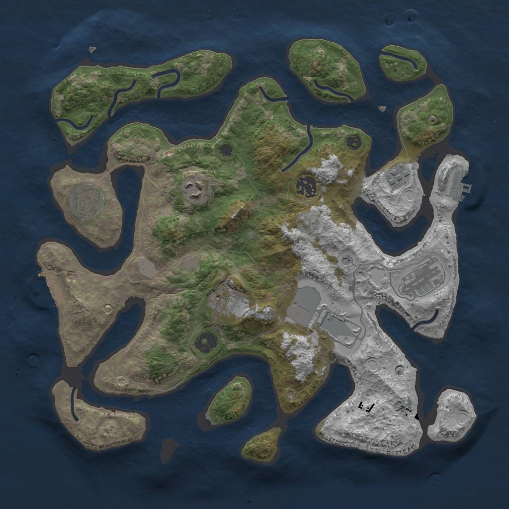 Rust Map: Procedural Map, Size: 3550, Seed: 230162, 15 Monuments