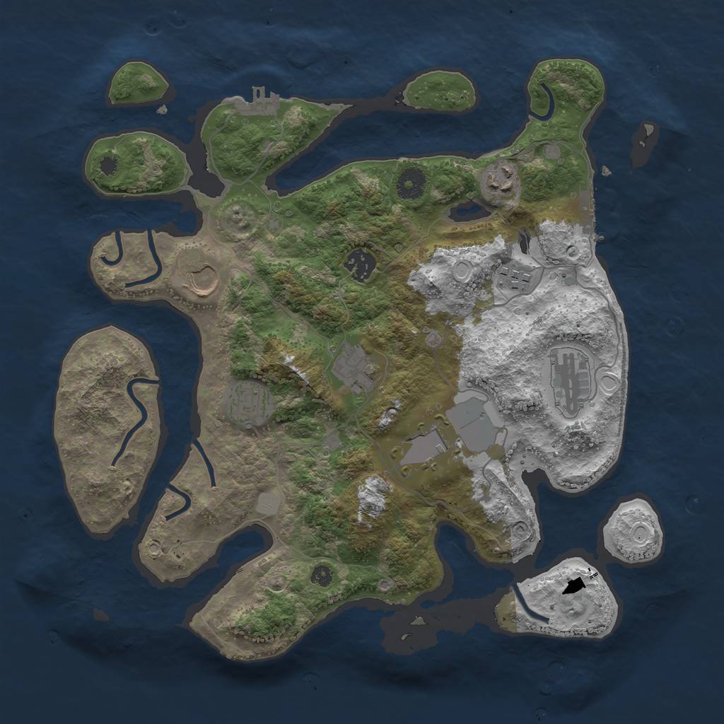 Rust Map: Procedural Map, Size: 3550, Seed: 729103, 15 Monuments