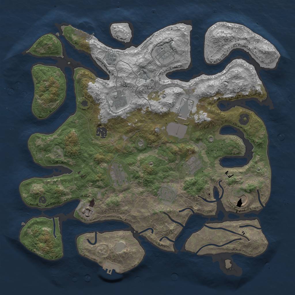 Rust Map: Procedural Map, Size: 3900, Seed: 1500563951, 18 Monuments