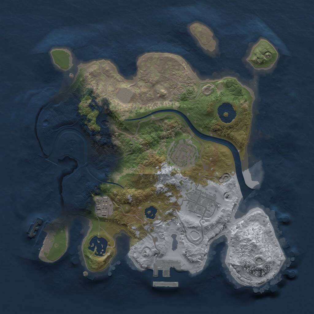Rust Map: Procedural Map, Size: 2500, Seed: 4665486, 8 Monuments