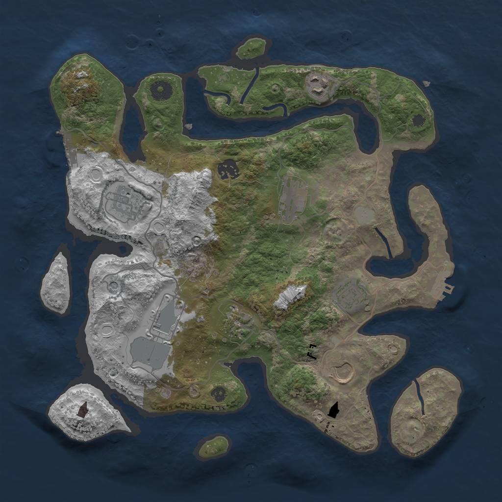 Rust Map: Procedural Map, Size: 3550, Seed: 55903, 16 Monuments