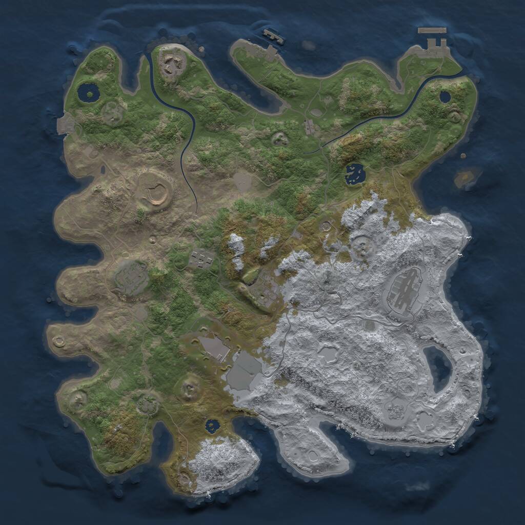 Rust Map: Procedural Map, Size: 3700, Seed: 6328326, 14 Monuments