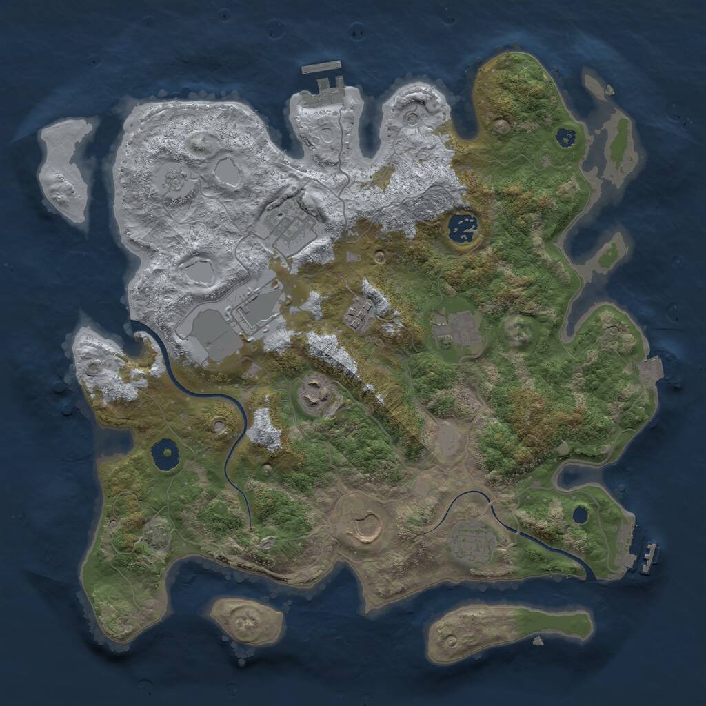 Rust Map: Procedural Map, Size: 3600, Seed: 837892434, 14 Monuments