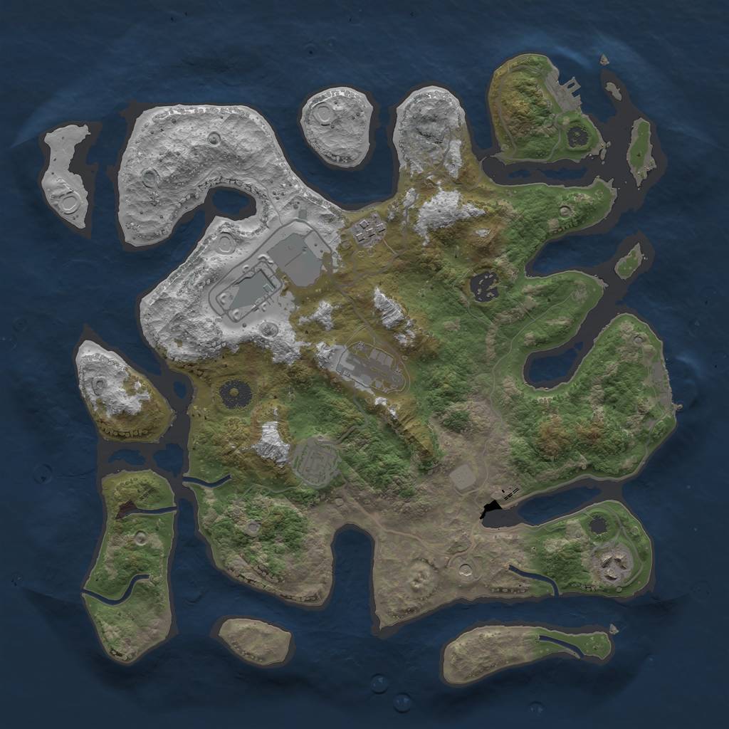 Rust Map: Procedural Map, Size: 3600, Seed: 837892434, 14 Monuments