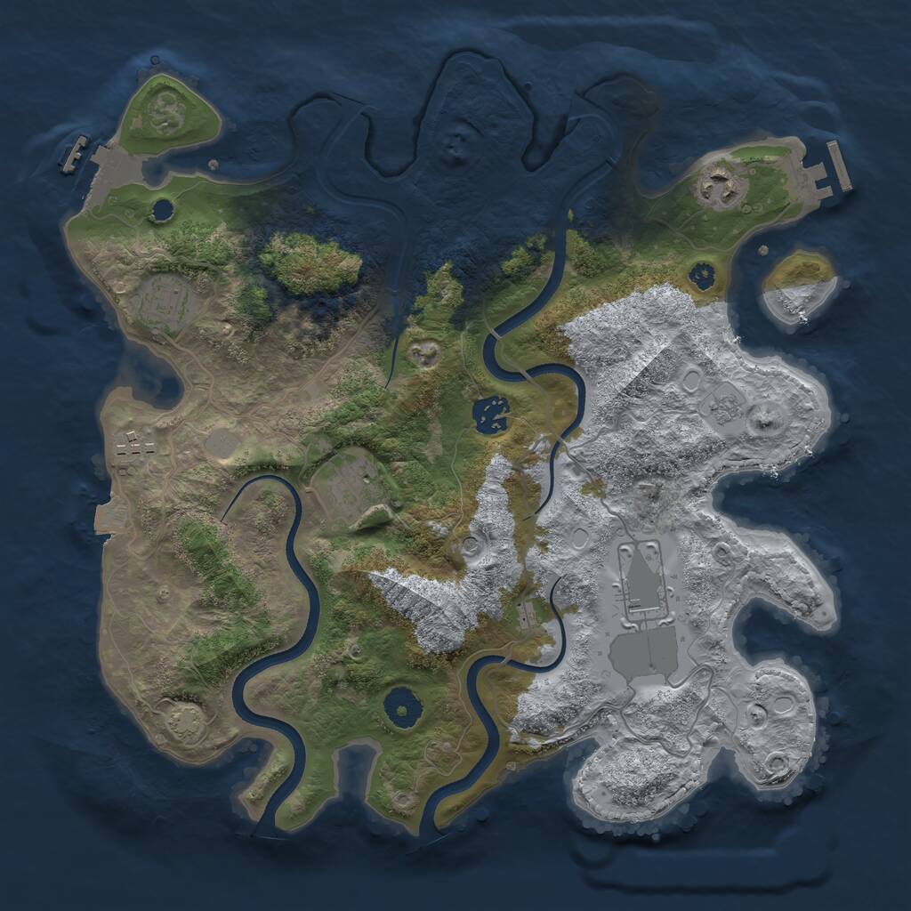 Rust Map: Procedural Map, Size: 3550, Seed: 481477, 12 Monuments