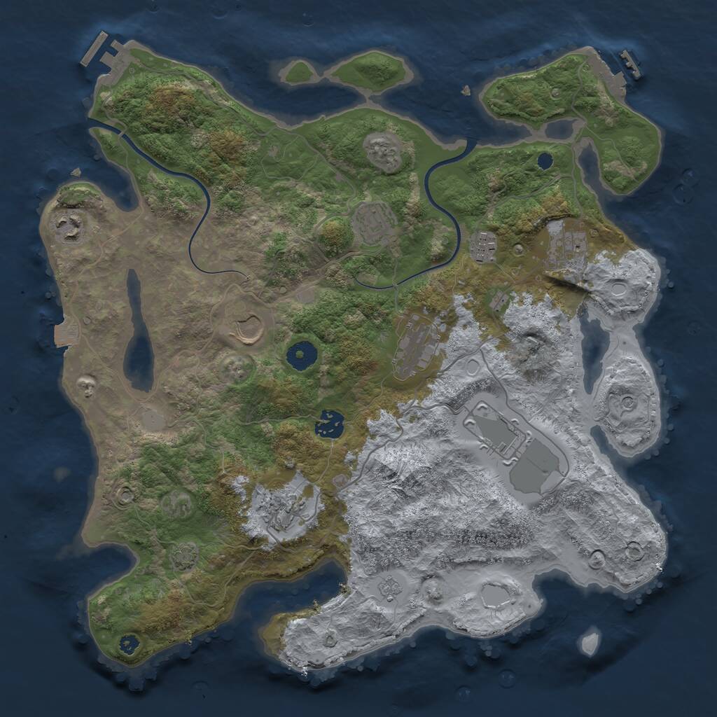 Rust Map: Procedural Map, Size: 3700, Seed: 3656596, 15 Monuments