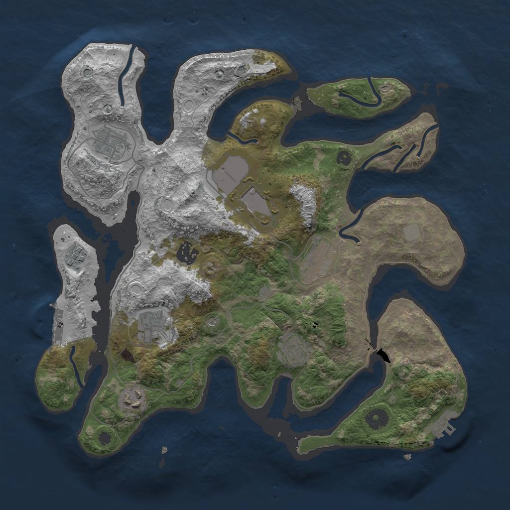 Rust Map: Procedural Map, Size: 3550, Seed: 321158, 16 Monuments