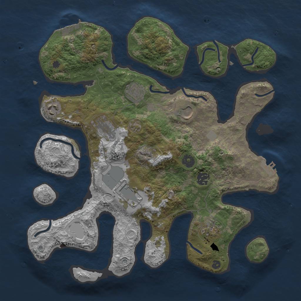 Rust Map: Procedural Map, Size: 3550, Seed: 419070, 14 Monuments
