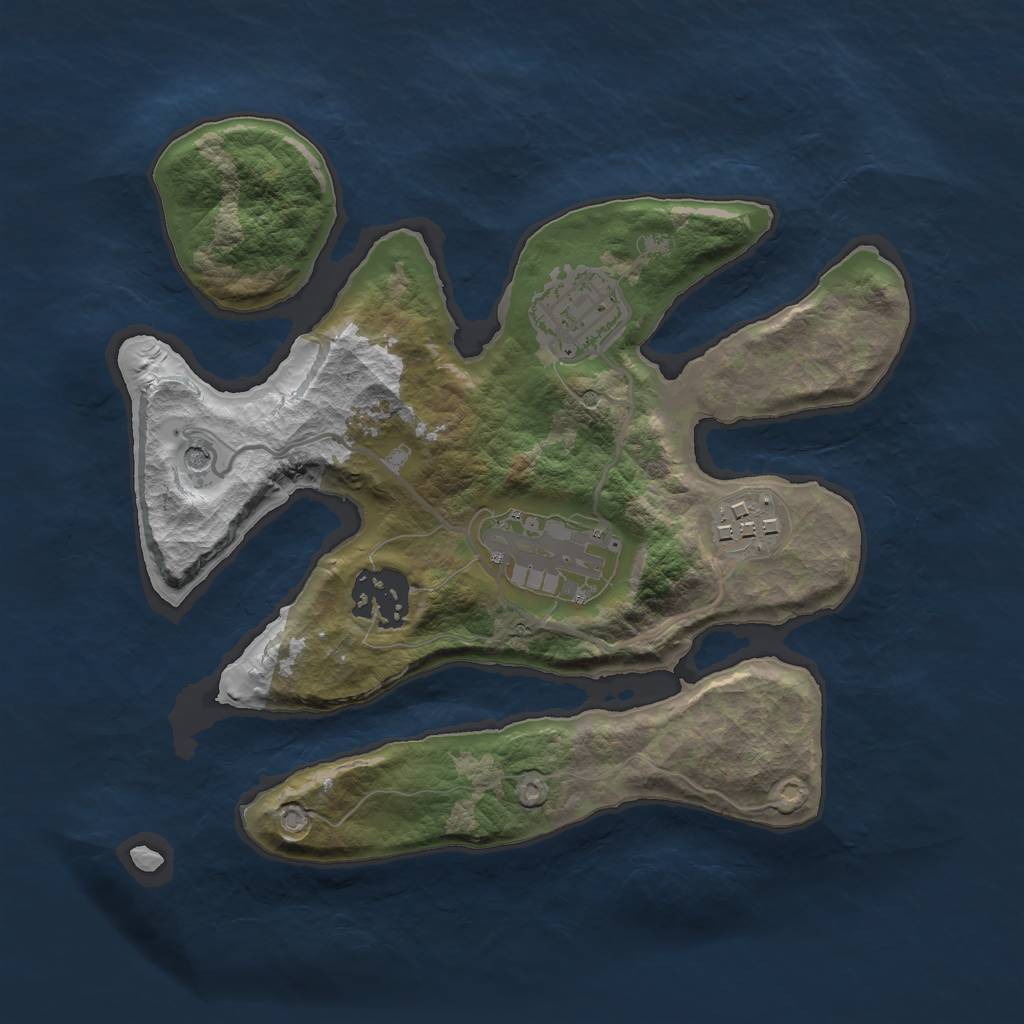 Rust Map: Barren, Size: 2500, Seed: 670979, 7 Monuments