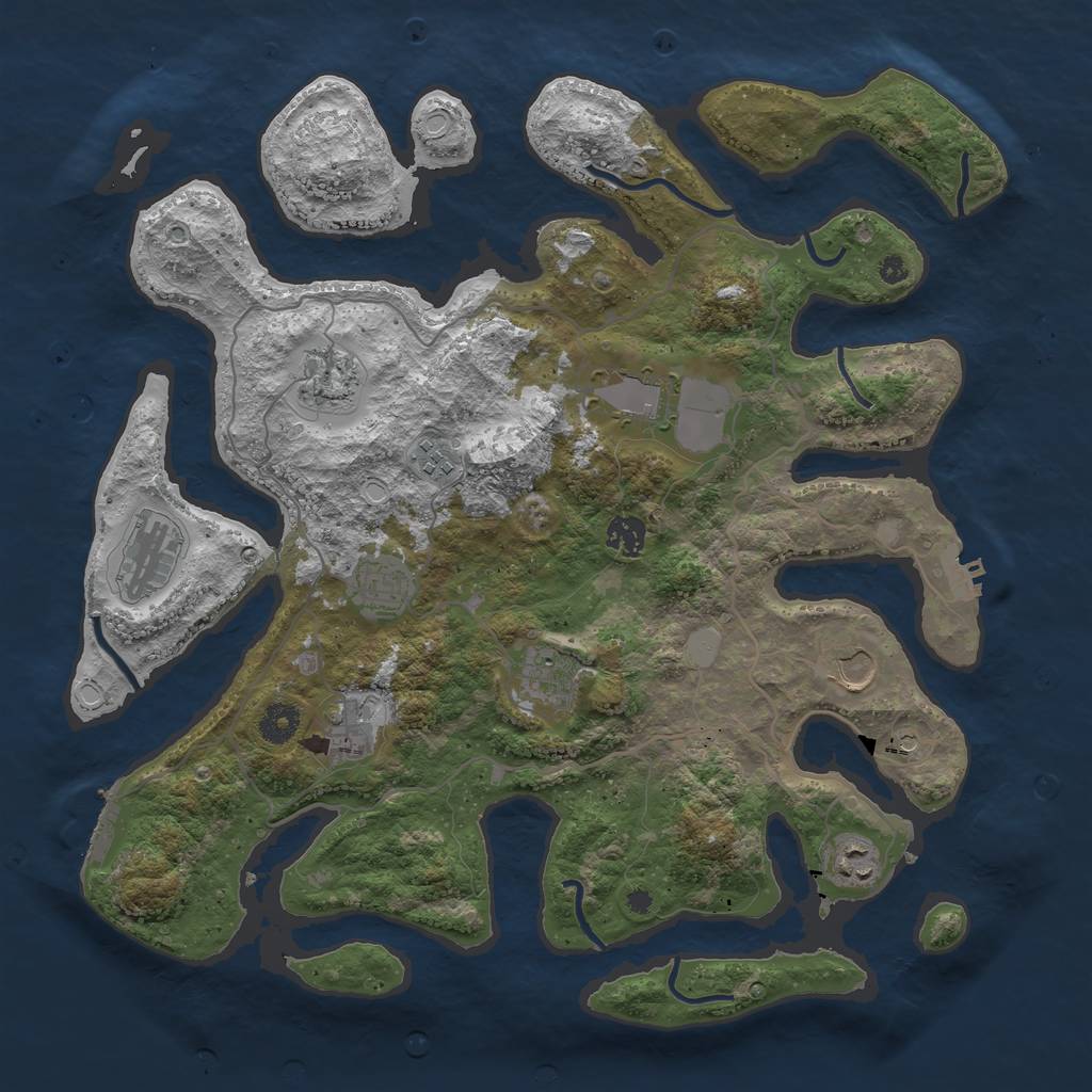 Rust Map: Procedural Map, Size: 4000, Seed: 882745, 18 Monuments
