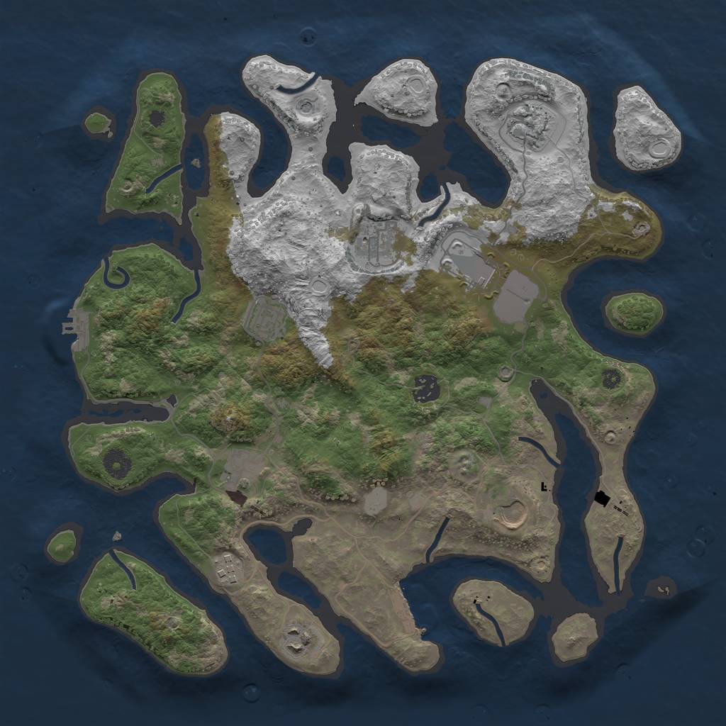 Rust Map: Procedural Map, Size: 3800, Seed: 10712, 17 Monuments