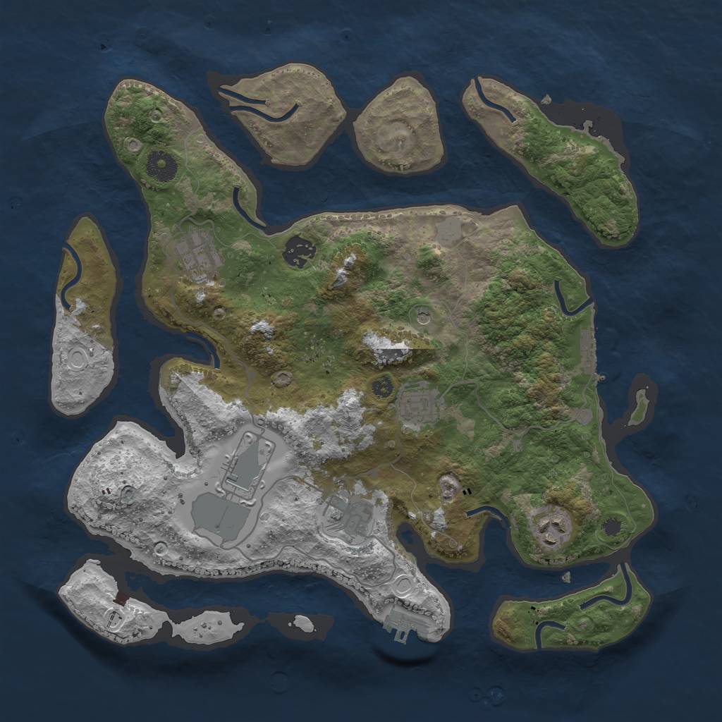 Rust Map: Procedural Map, Size: 3500, Seed: 465378, 14 Monuments