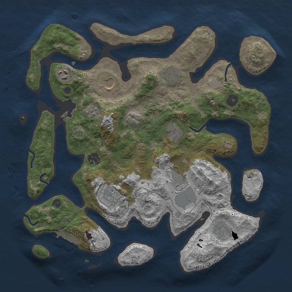 Rust Map: Procedural Map, Size: 3700, Seed: 1654913, 16 Monuments