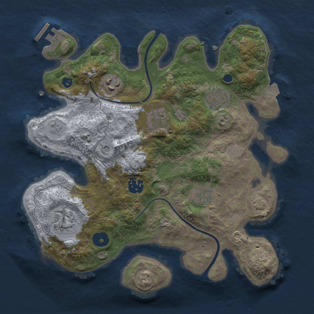 Rust Map: Procedural Map, Size: 3000, Seed: 977487984, 11 Monuments