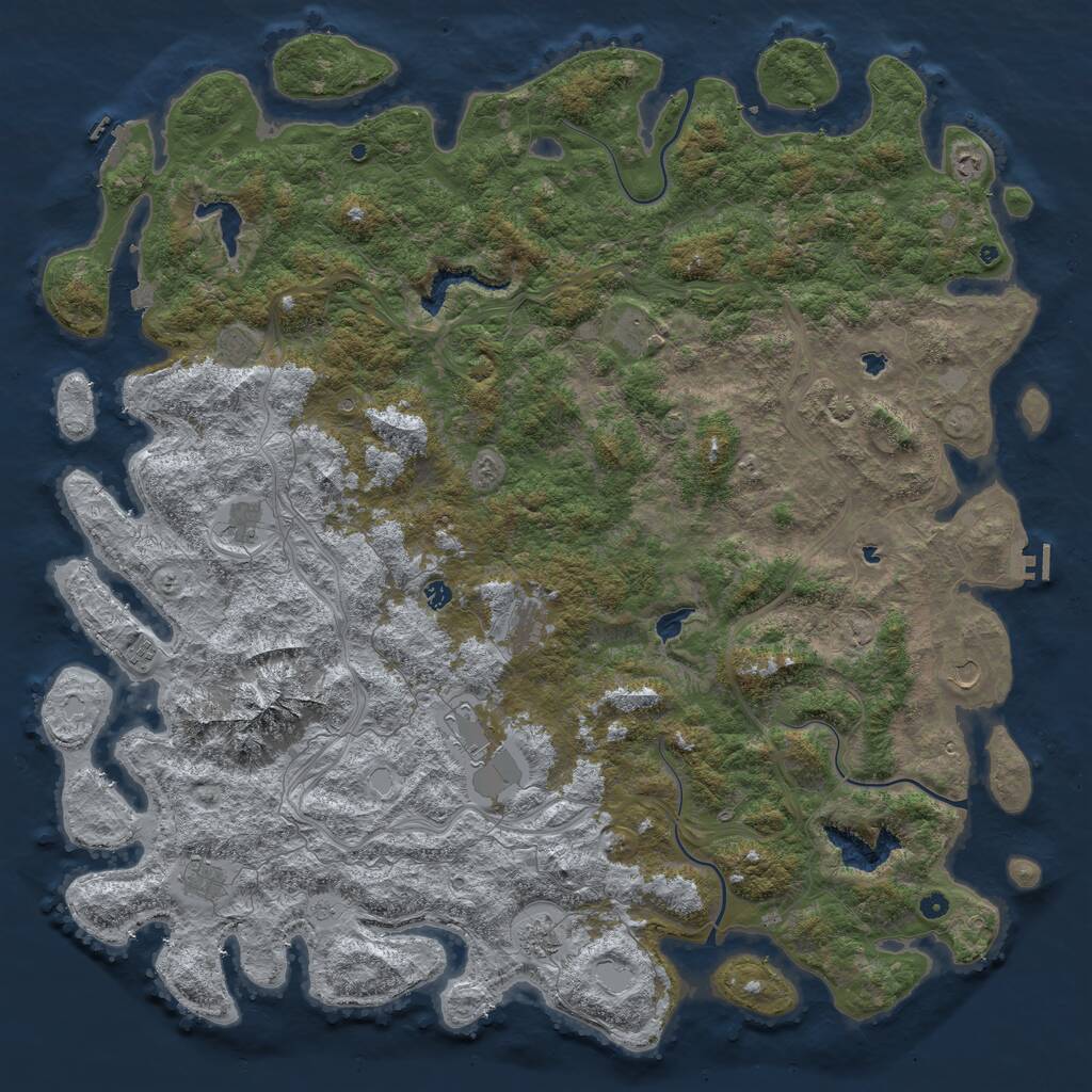 Rust Map: Procedural Map, Size: 6000, Seed: 97964361, 17 Monuments