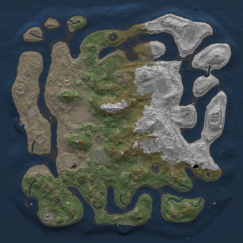 Rust Map: Procedural Map, Size: 4500, Seed: 2745390, 19 Monuments