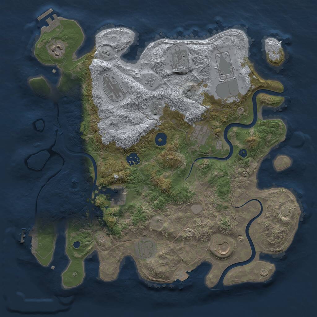 Rust Map: Procedural Map, Size: 3700, Seed: 5740251, 16 Monuments