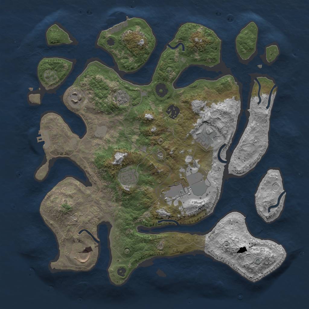 Rust Map: Procedural Map, Size: 3550, Seed: 730352, 15 Monuments