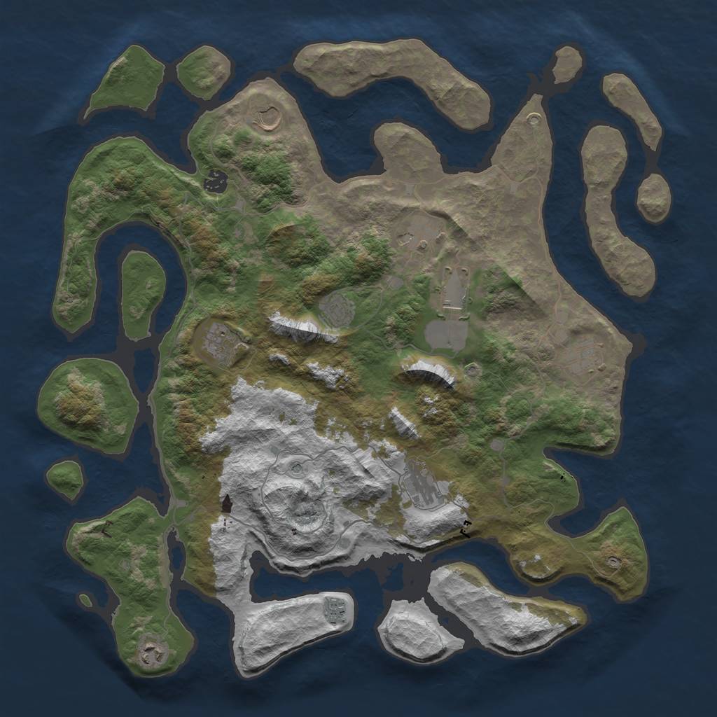 Rust Map: Barren, Size: 4500, Seed: 4503435, 13 Monuments