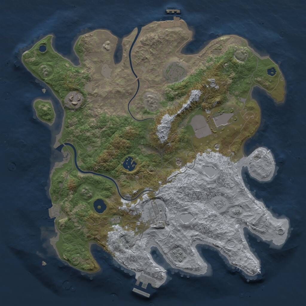 Rust Map: Procedural Map, Size: 3500, Seed: 391992, 12 Monuments