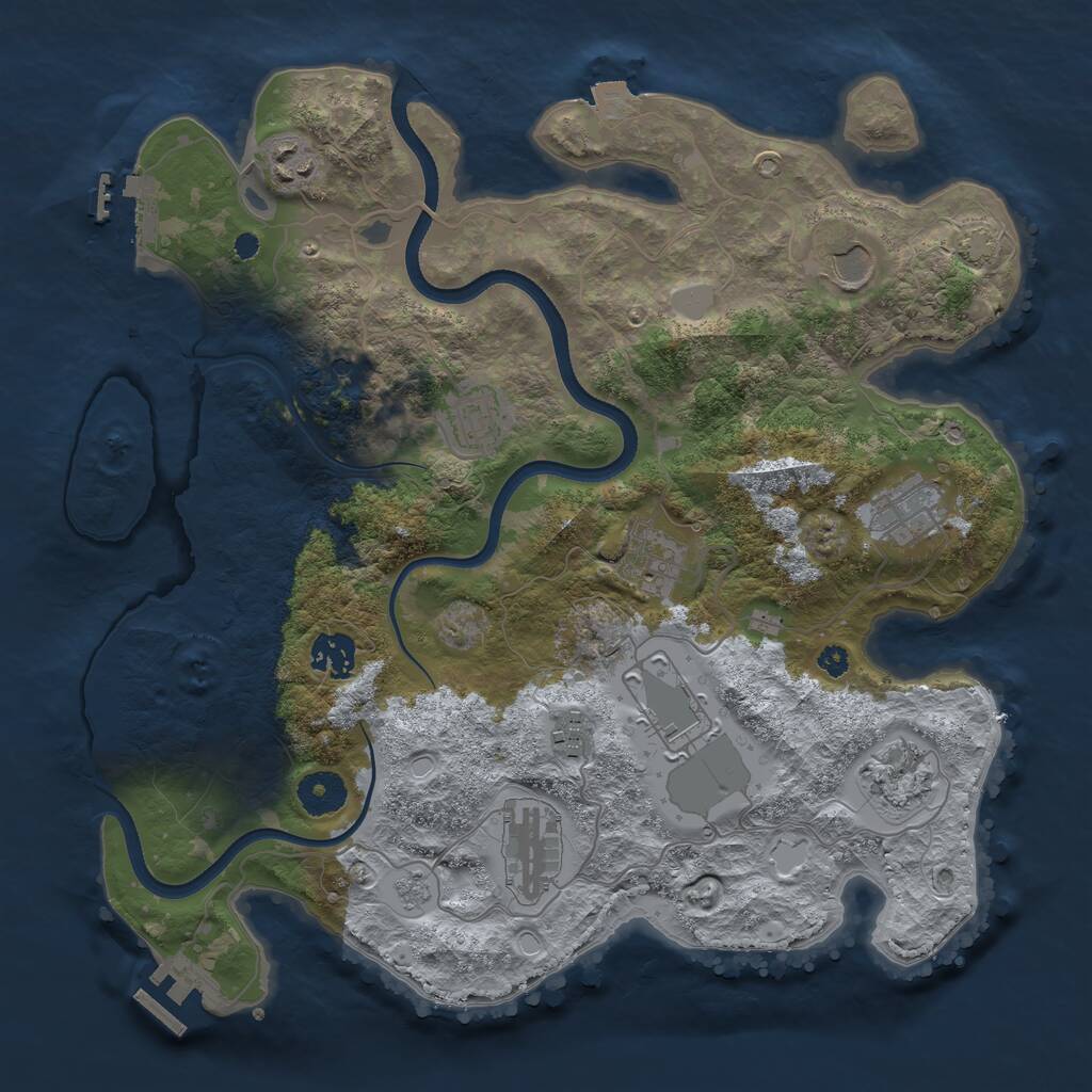 Rust Map: Procedural Map, Size: 3550, Seed: 378635, 16 Monuments