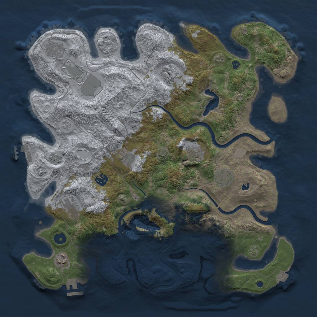 Rust Map: Procedural Map, Size: 4000, Seed: 75963, 16 Monuments