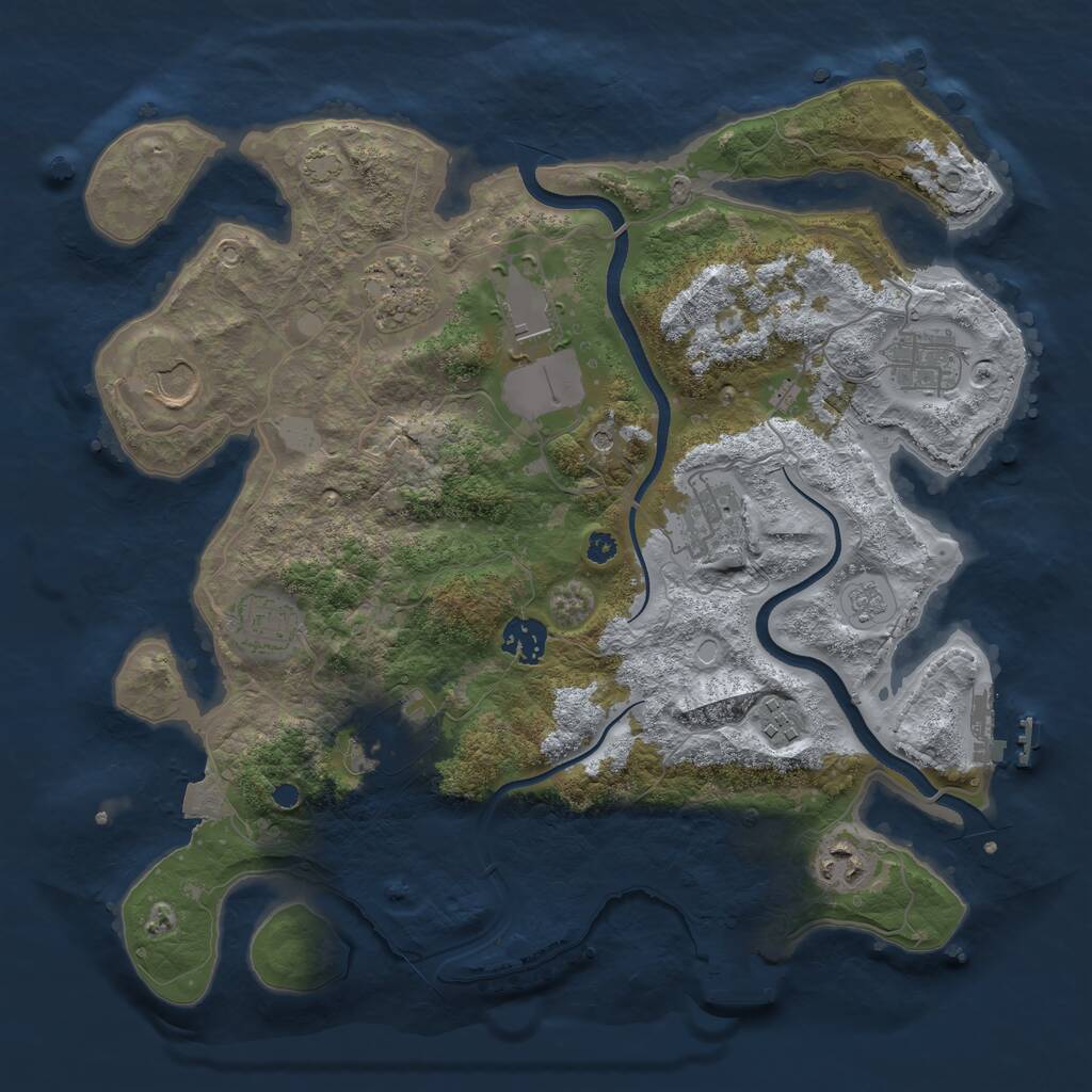Rust Map: Procedural Map, Size: 3550, Seed: 876072, 16 Monuments