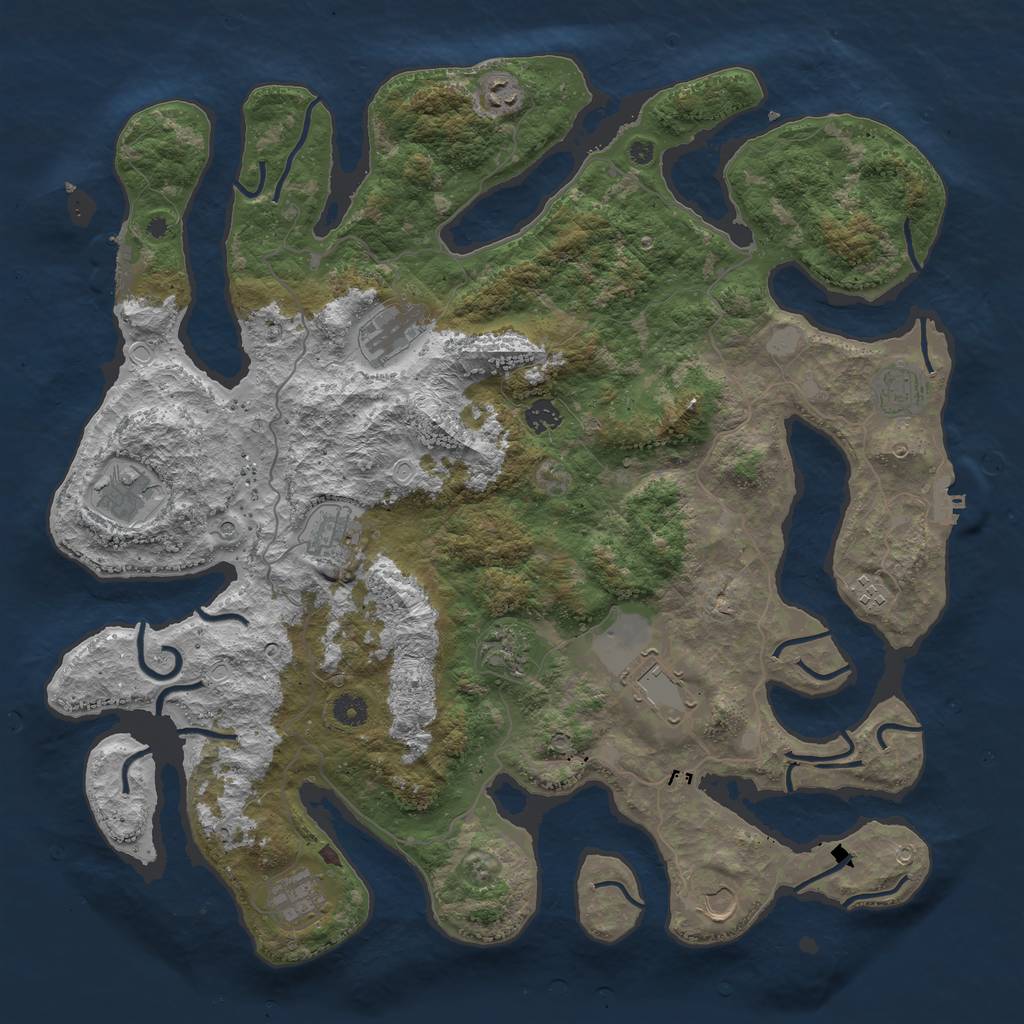 Rust Map: Procedural Map, Size: 4500, Seed: 414127, 19 Monuments