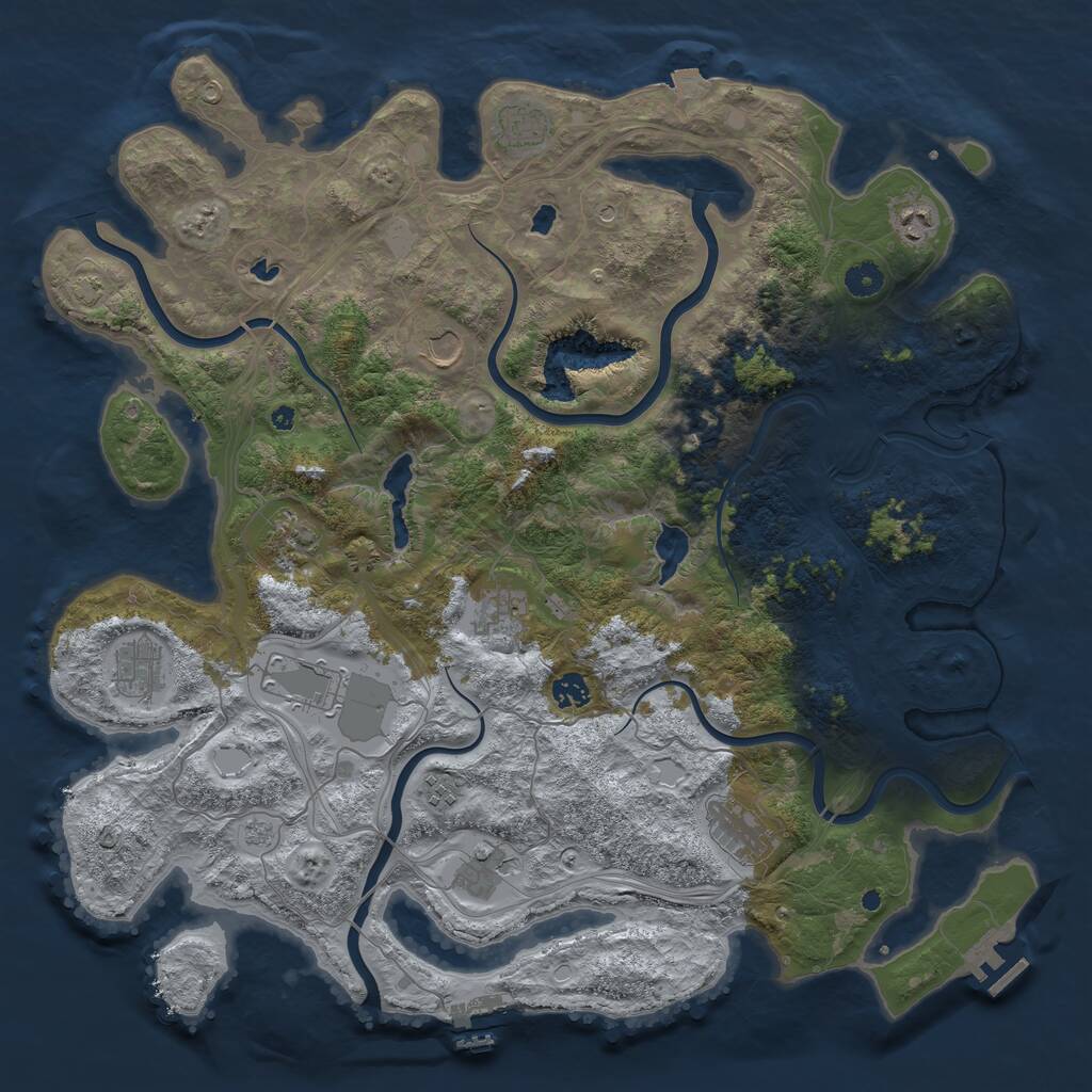 Rust Map: Procedural Map, Size: 4500, Seed: 5308743, 17 Monuments