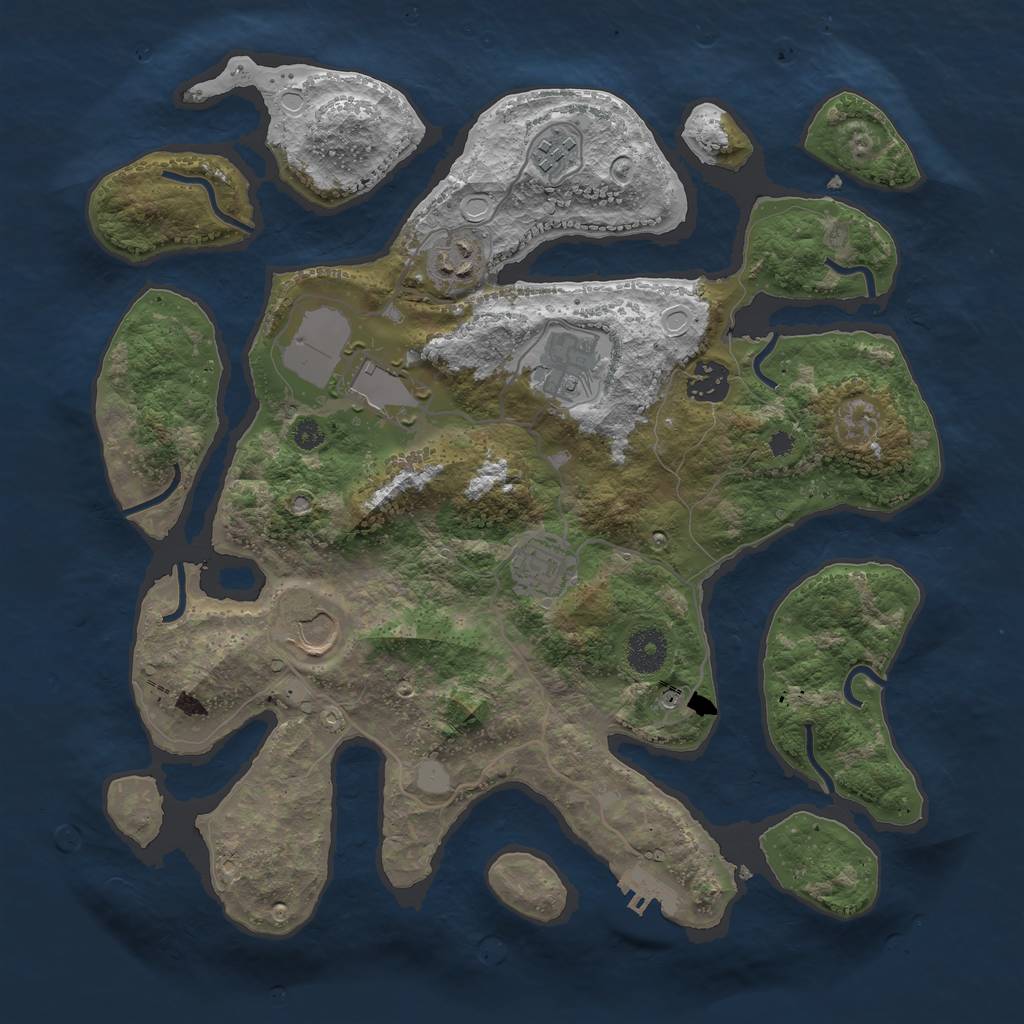 Rust Map: Procedural Map, Size: 3550, Seed: 725523, 14 Monuments