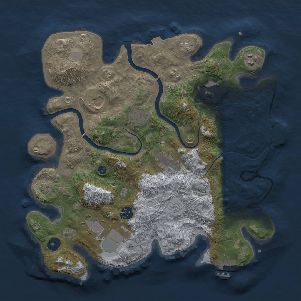 Rust Map: Procedural Map, Size: 3500, Seed: 52462475, 14 Monuments