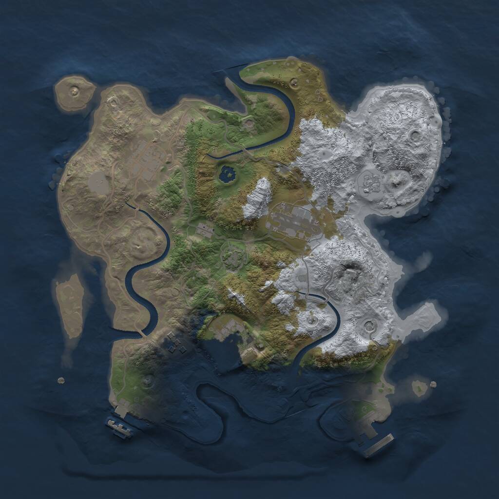 Rust Map: Procedural Map, Size: 3000, Seed: 884366, 10 Monuments