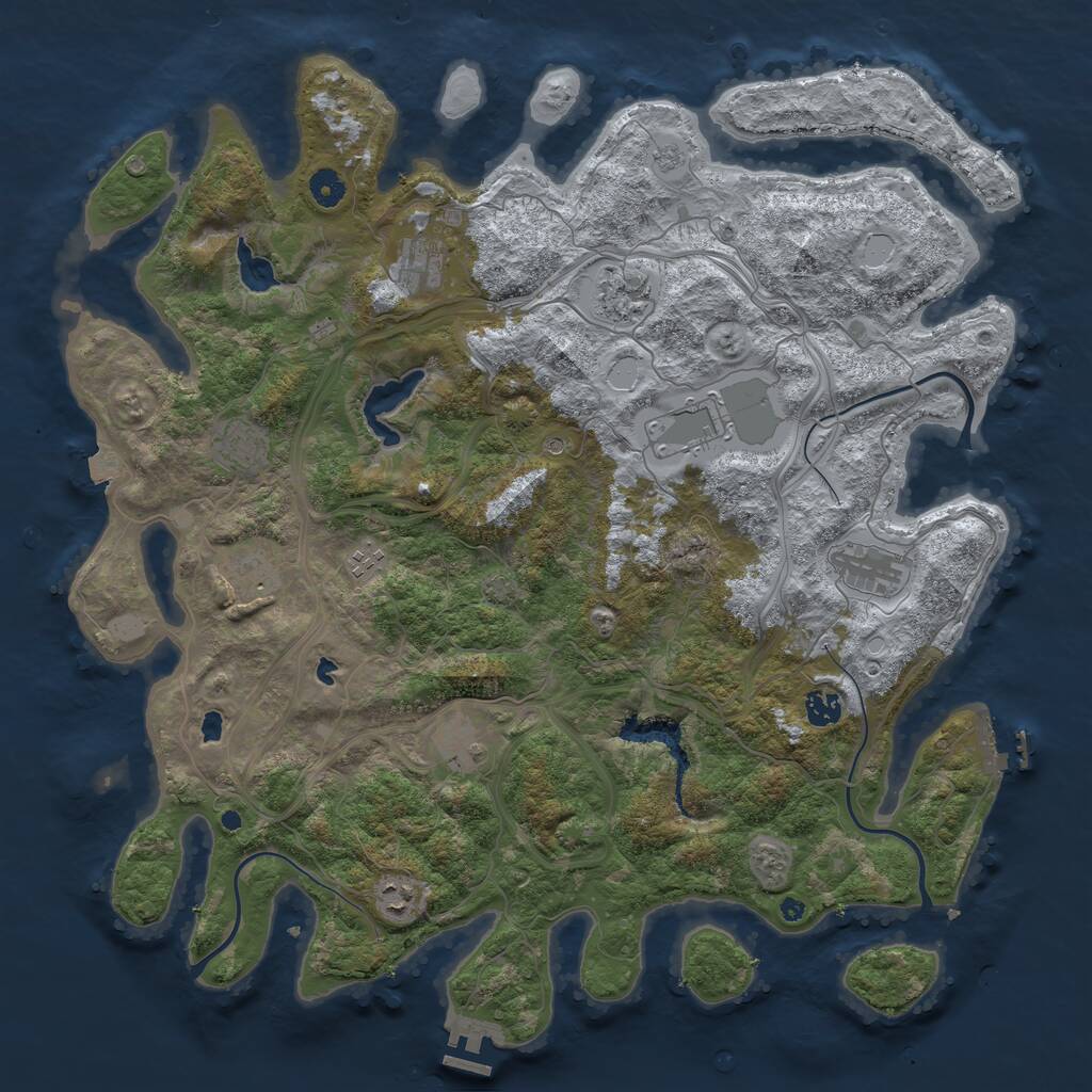 Rust Map: Procedural Map, Size: 4500, Seed: 1275, 16 Monuments