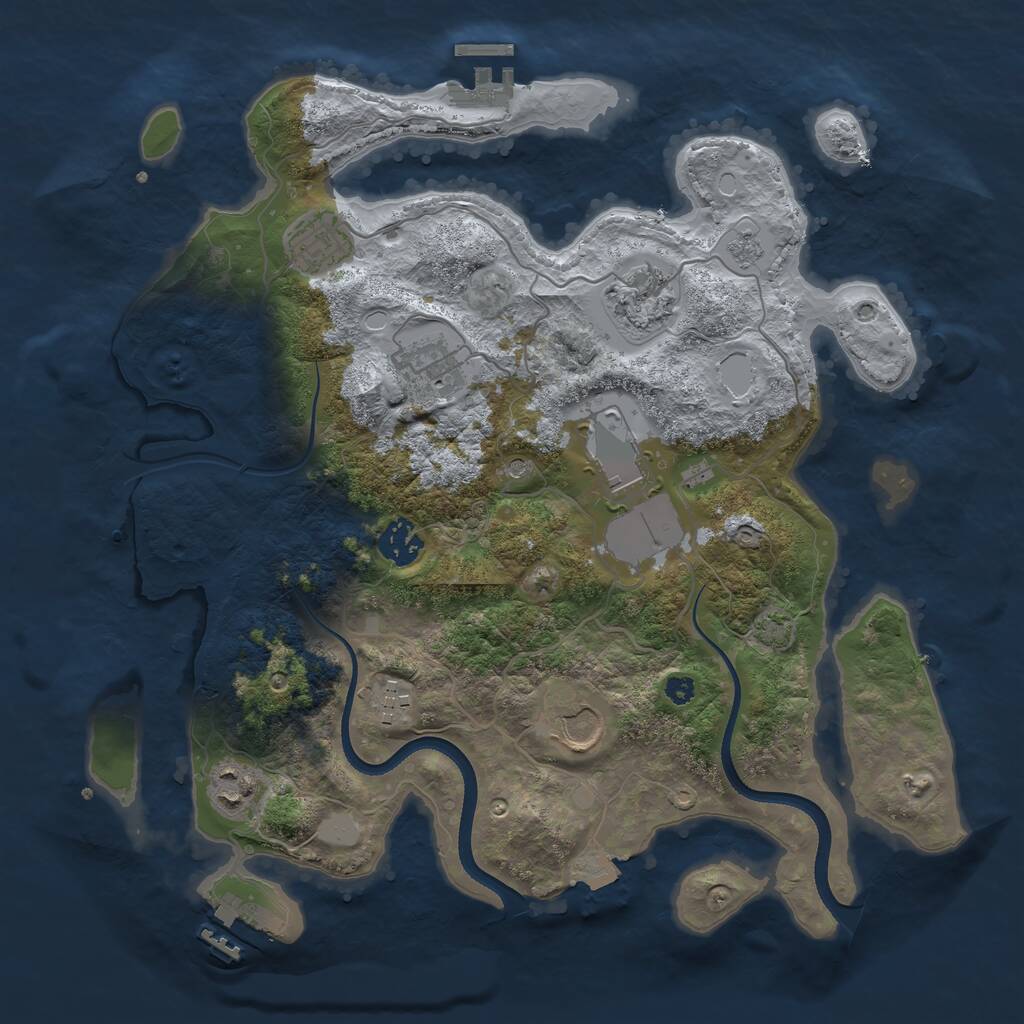 Rust Map: Procedural Map, Size: 3500, Seed: 1301644, 14 Monuments