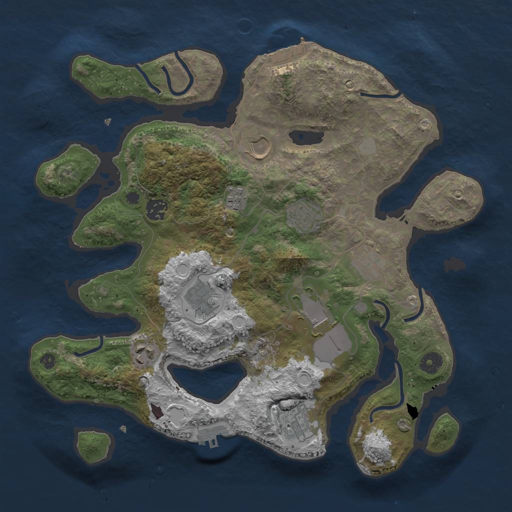Rust Map: Procedural Map, Size: 3500, Seed: 887159177, 16 Monuments