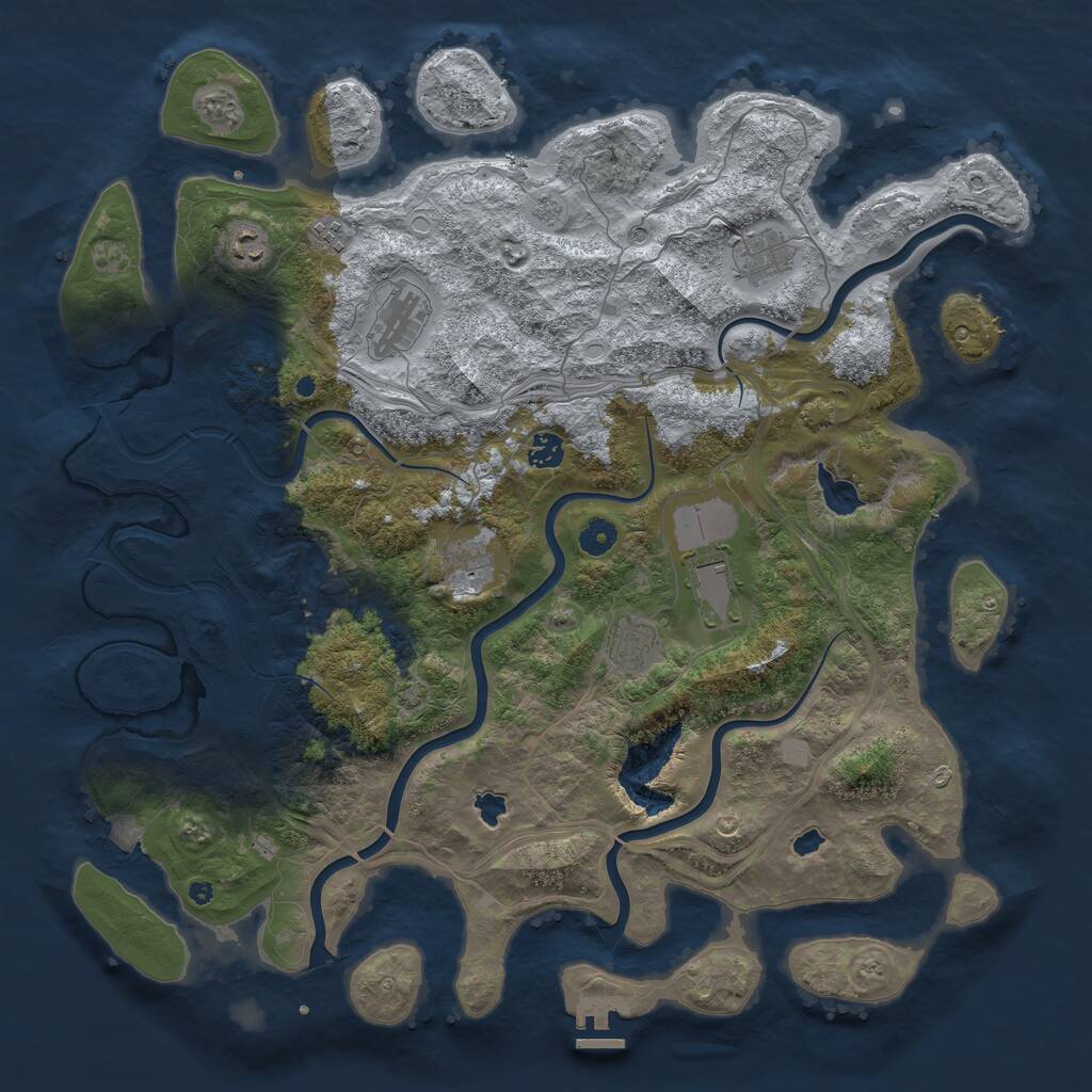 Rust Map: Procedural Map, Size: 4500, Seed: 73053461, 13 Monuments