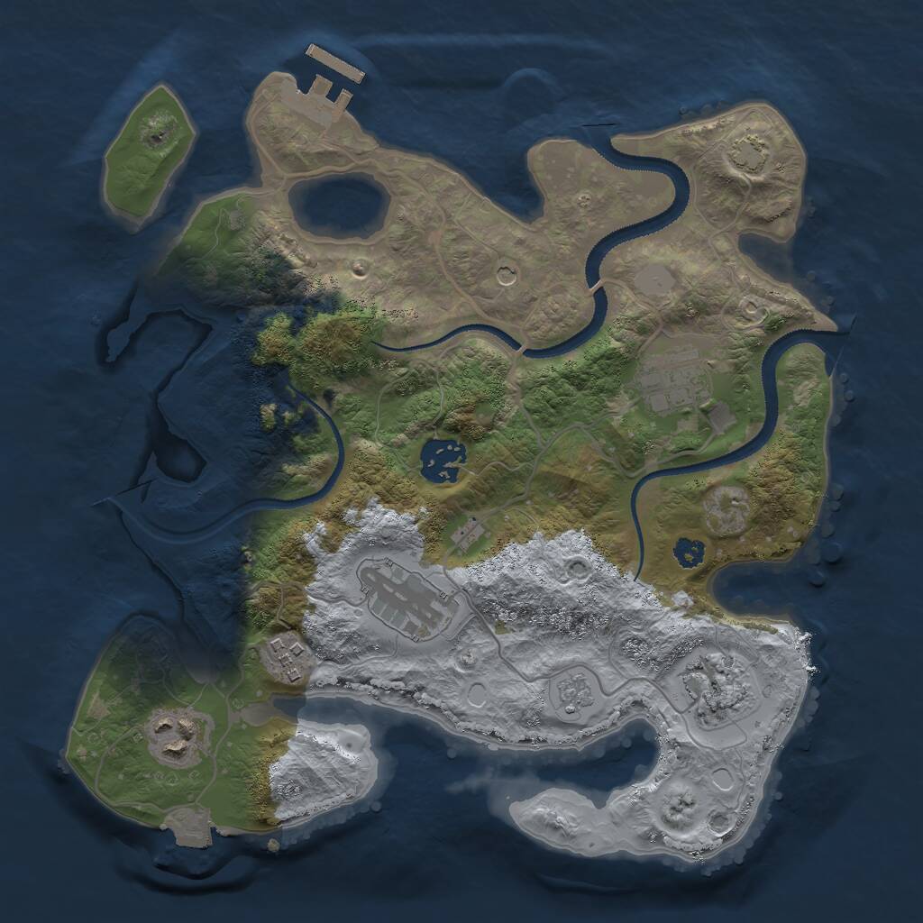Rust Map: Procedural Map, Size: 3000, Seed: 107, 11 Monuments