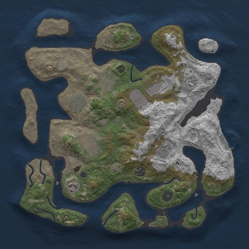 Rust Map: Procedural Map, Size: 3500, Seed: 8383, 15 Monuments