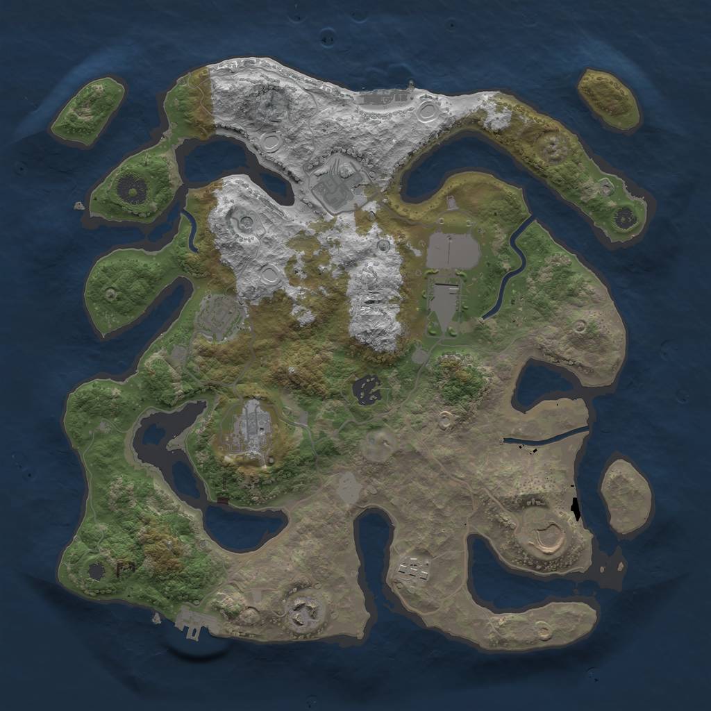 Rust Map: Procedural Map, Size: 3550, Seed: 645588, 16 Monuments