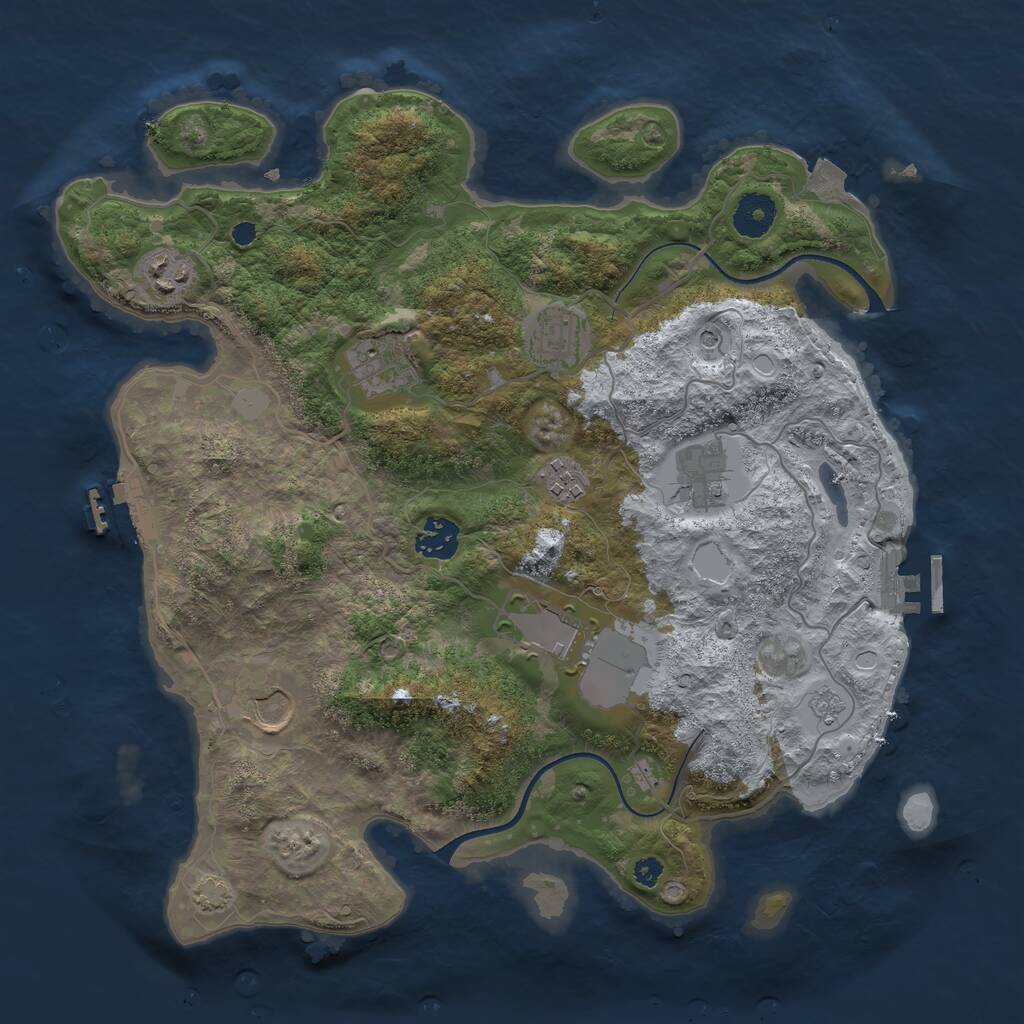 Rust Map: Procedural Map, Size: 3550, Seed: 306892, 14 Monuments